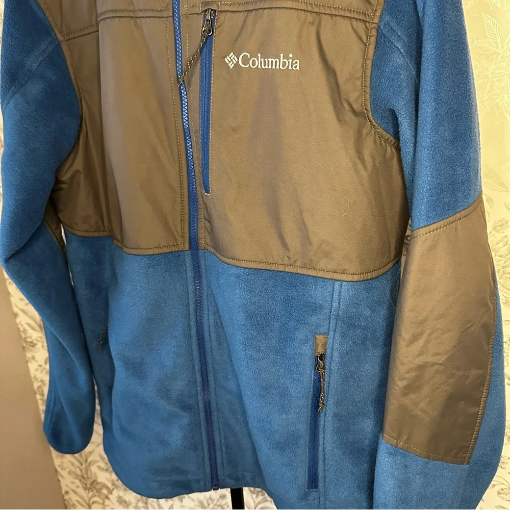 Columbia Granite Steens Mountain Overlay Fleece Jacket Blue Gray Small